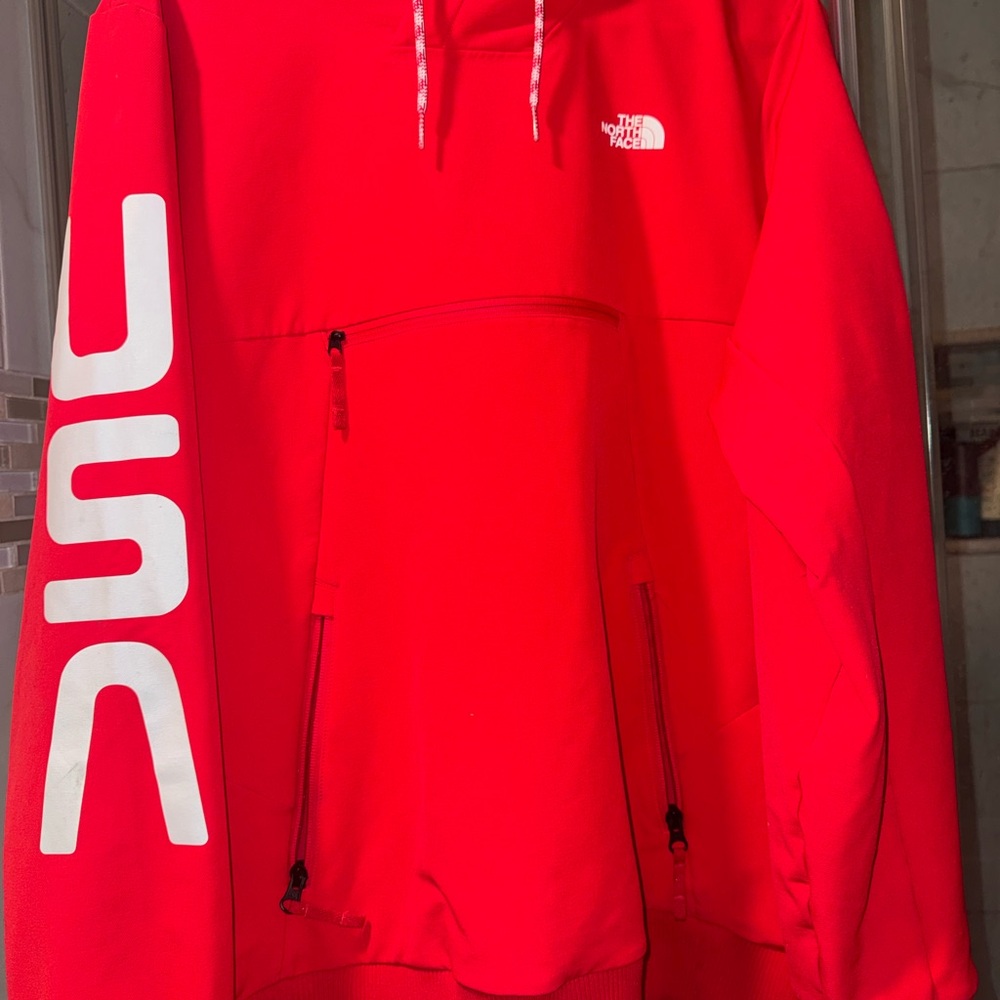 The North Face Red Hoodie with USA and Flag